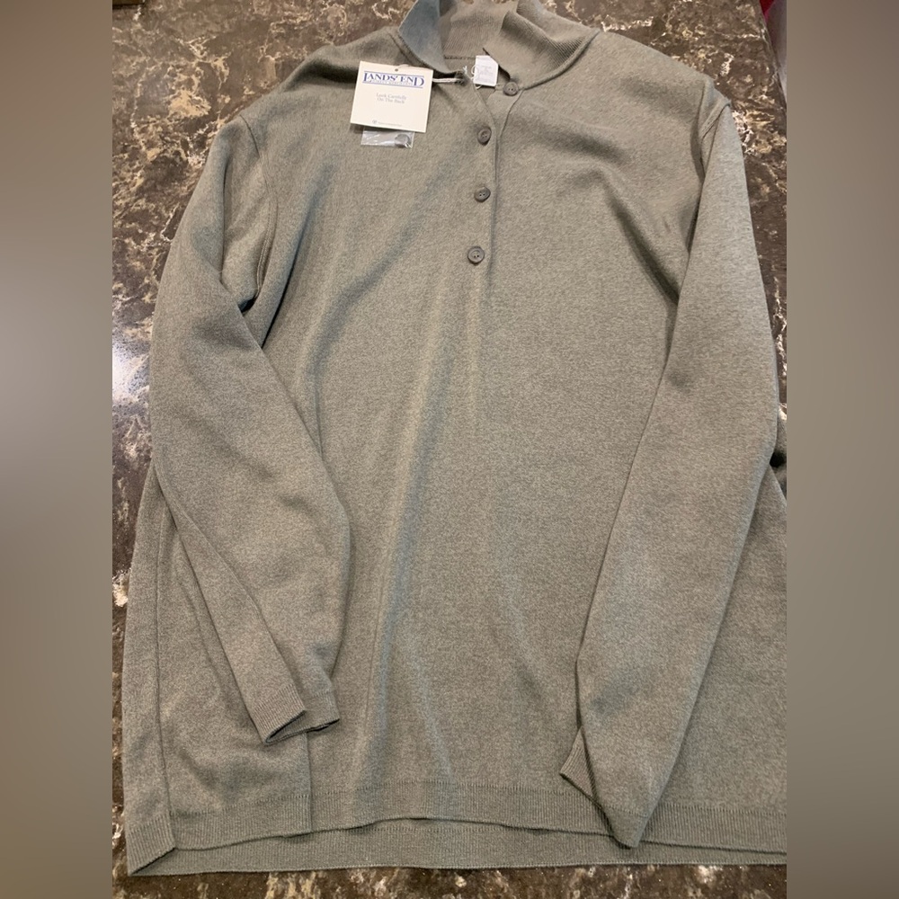 Lands' End 2 Piece Olive Long Sleeve Sweater and Midi Skirt (New with tags)